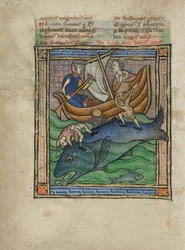 Zwei Fischer auf einem Meereswesen